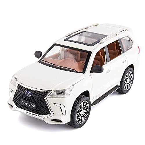 Image of 1:24 Scale Big Size Lexus LX570 Toy Car | Metal Pullback Diecast Car for Kids with Openable Doors, Sound, Light Effects Toy for Car Enthusiasts (Color As Per Available), White