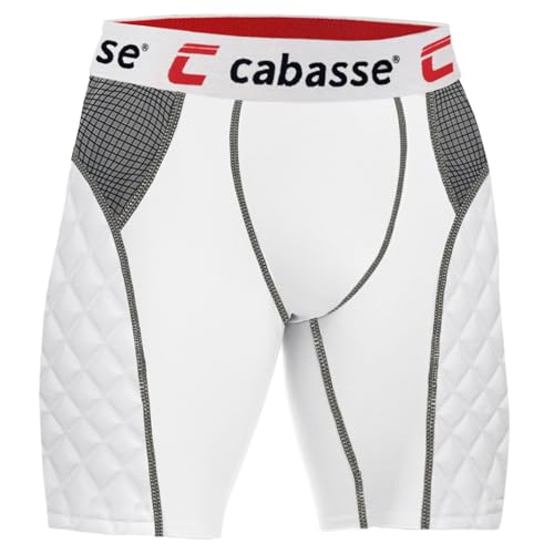 Cabasse Youth Padded Elite Sliding Shorts with Cup Pocket, Boys Slider Shorts for Baseball & Football (X-Large, White)