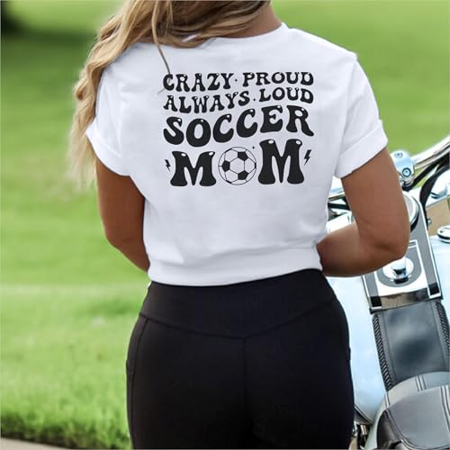 Soccer Mom Shirts Women Game Day Football Mom T-Shirt Soccer Letter Printed Tees Funny Mama Life Short Sleeve Tops White — view 3