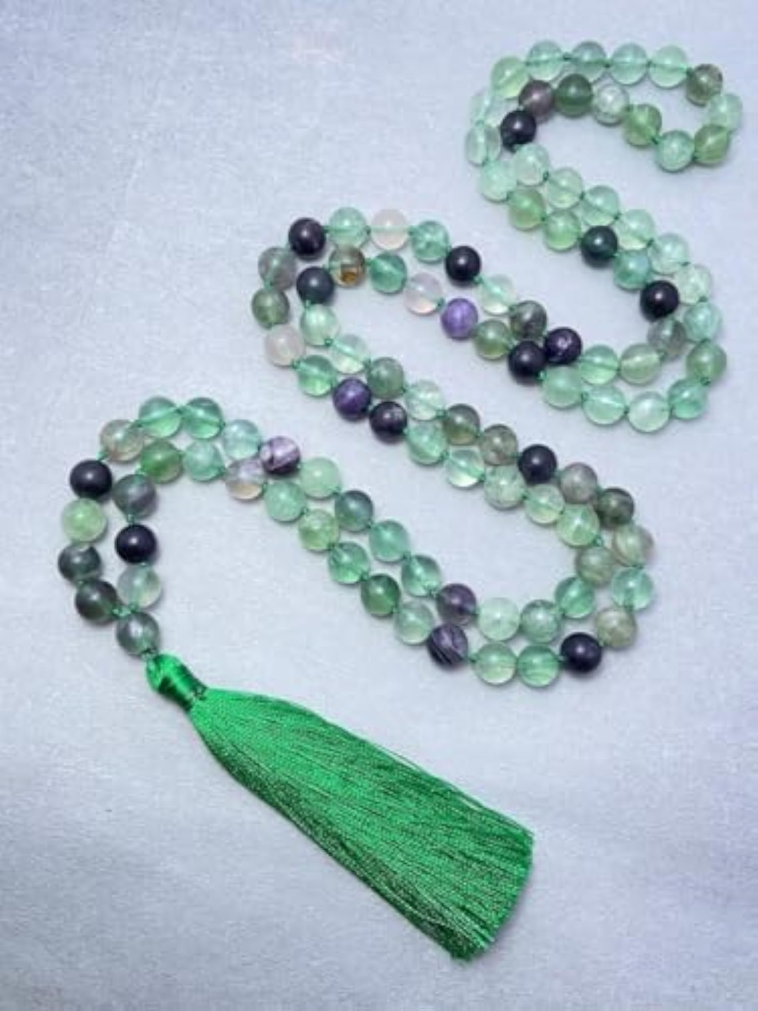 Natural Fluorite 6MM Round Beaded Handmade Prayer Mala Necklace