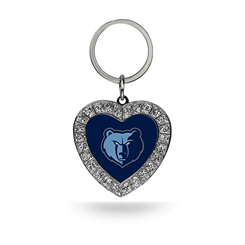 Rico Industries NBA Memphis Grizzlies Metal Rhinestone Heart Keychain