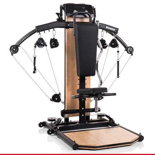 HAMMER Kraftstation BioForce MX NorsK - Fitnessstation für Zuhause, Bauchtrainer, Latzug, TNT-Widerstandstechnologie, Fitness Tower mit 125 kg Zuggewicht, über 80 Übungen, Platzsparend
