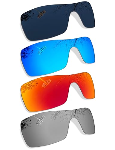 4 Pair Polarized Replacement Lenses for Oakley Oil Rig - Black+Blue+Silver+Red