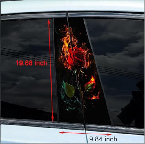Image of 2pcs /1set Car B Pillar Sticker Decal Upgraded Vinyl Car Decals Body Side Stickers,Wolf Lions Rose Tigers Graphics Scratch Cover Large Sticker for Car Auto Van SUVs Trucks 19.6'' (red Green Rose)