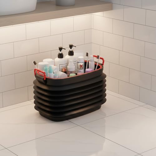 Image of Collapsible Pop-up Utility Bin 18L /37L, Foldable Dustbin with Lid, Portable Trash Bin for Kitchen, Camping & Gardening, Space-Saving Multipurpose Bin with Anti-Slip Base & Carry Handles