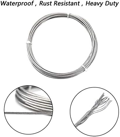 Curtain Drape Wire Rod Set, 5M Cable Railing Kit, Stainless Steel Cable Rope, Heavy Duty Clothesline Wire, PVC Coated Picture Hanging Wire, Wall Mount Multi-purpose Wire for Window Shower Curtain
