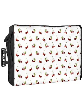 Outdoor TV Cover 80 to 85 Inches, Red Cherry with Leaves Waterproof and Weatherproof TV Cover with Remote Control Pocket, Flat Screen TV Cover Protector for Outside TV