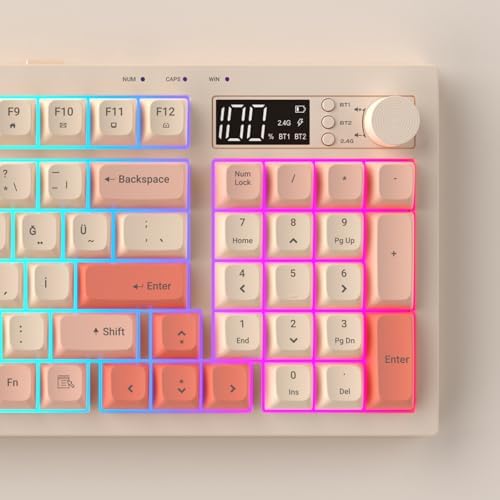 Everest KB-85 SILENT PRO Kablosuz Bej/Pembe/Turuncu SESSİZ RGB Wireless 2.4Ghz + BT Q Membrane Oyuncu Klavyesi - Görsel 6