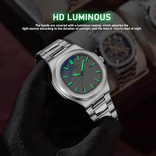 Image of Gosasa Fashion Men's Watches Date Business Watch Stainless Steel Luxury Style Luminous Quartz Waterproof Analog Display Male Wristwatch