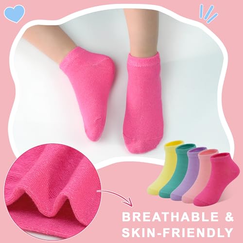 ZERULETS Meias para meninas, 20 pares de meias atléticas de cano baixo, meia almofada, para meninas