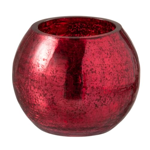 WINDLICHT Kugel RISSIG Glas GLÄNZEND ROT SMALL