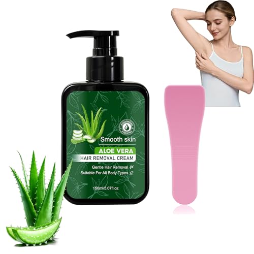 Image of Painless Depilatory Cream with Aloe Vera, Body & Bikini Hair Removal Cream with Scraper, Aloe Hair Remover for Body Sensitive Skin for Women & Men, Legs, Arms, Underarms, Gentle Smooth Skin (1p)