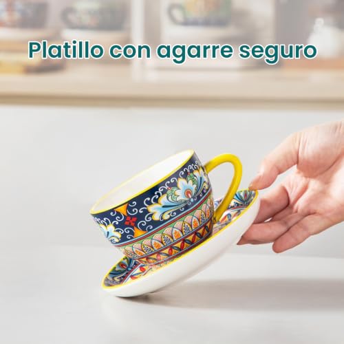Miniatura 7 de Vancasso Simi Juego De 12 Tazas De Café Y Platillos 240 Ml - Tazas Cafe De Cerámica Para 6 Personas, Para Leche, Expresso Y Capuchino - Estilo Bohème - Aptas Para Microondas