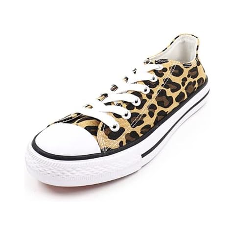 Ladies Canvas Trainers Low TOP Pumps Girls Womens LACE UP Plimsolls Girls Shoes Leopard Print UK 3 Cover