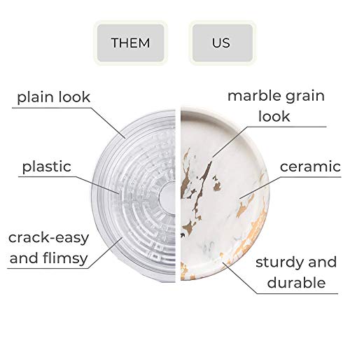 Simply Rsb Ceramic Plant Saucer | Plant Trays For Indoors | Drip Tray | Plant Pot Saucers (4In + 6In, White And Gold) #TOP4