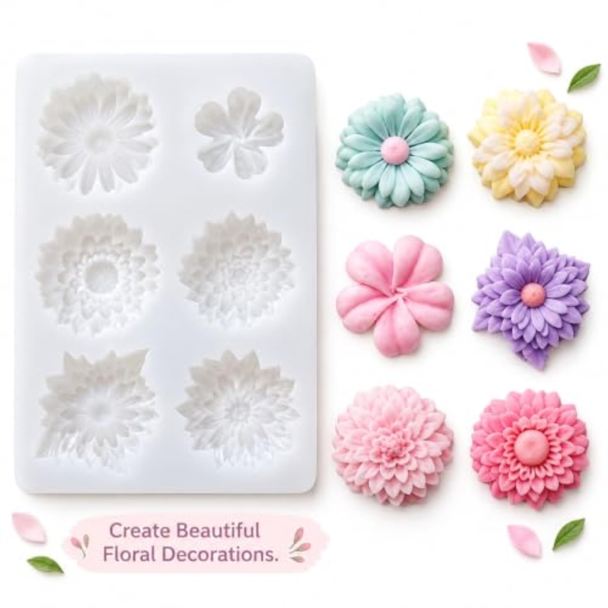 6 Cavity Flower Silicone Mold for Candle & Soap Making