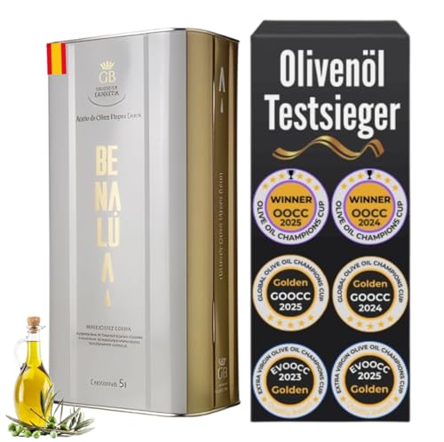 Olivenöl 5 Liter Extra Natives - Neue Ernte 2026 - Spanisches Olivenöl (Testsieger 2025) Kaltgepresst im 5L Kanister - Premium Qualität & Polyphenolreich