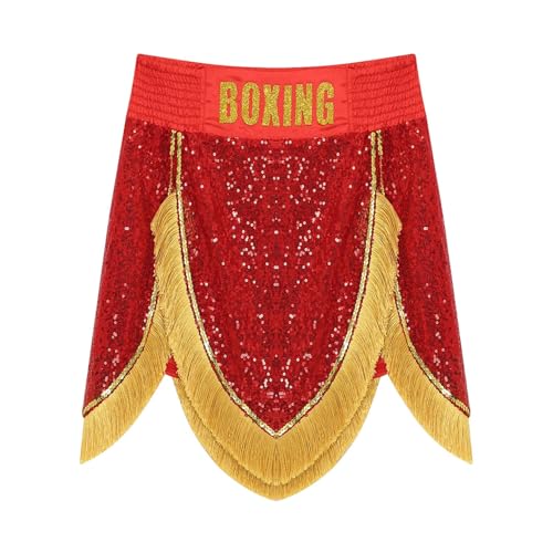 Kvysinly Pantalones cortos de boxeo Muay Thai Hombre Brillo Pantalones Cortos MMA Boxeo Entrenamiento Kickboxing Ropa de artes marciales, rojo, XXL - imagen 6