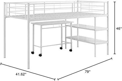 Miniatura 93 de Walker Edison Timothee - Litera de tamaño matrimonial sobre escritorio para la computadora, de metal, tamaño matrimonial, color blanco Blanco,Negro