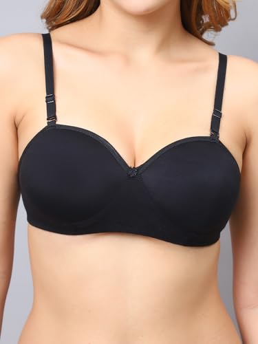 Image of Cotton Blend Light Padded Non Wired Full Coverage Bra and Panty Set Lingerie Set for Girls and Women