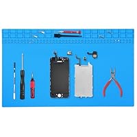 HISUEKIG Reparatur Lötmatte Silikon, 500℃ Hitzebeständige Arbeitsmatte Silikonmatte, 60 X 35 cm Antistatische Reparatur Matte, Werkbankmatte für Telefon Lötpistolen Elektronik Uhren, Blau