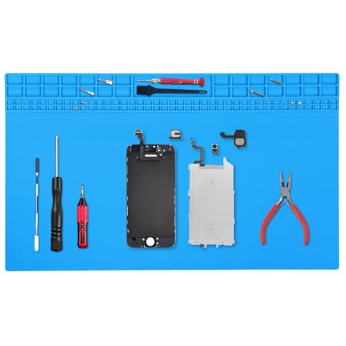Tapis à Soudure de Réparation Antistatique en Silicone, 60x35cm 500 ℃ Résistance à la chaleur Tapis de Réparation pour Téléphone Regarder Ordinateur...