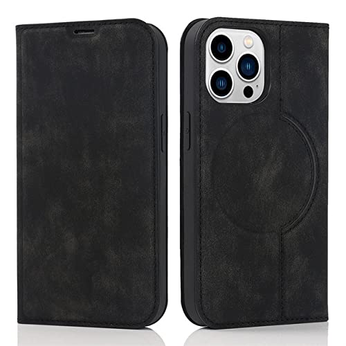 Étui magnétique en cuir pour iPhone 14 13 12 au bureau ou en voyage