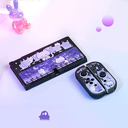 Geekshare Protective Case Slim Cover Case Compatible With Nintendo Switch Oled And Joy-Con - Shock-Absorption And Anti-Scratch - Spooky Cat #TOP7