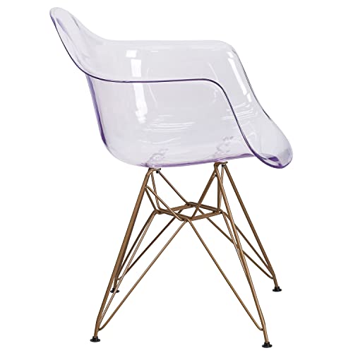 Flash Furniture Allure Series Transparent Side Chair With Gold Base #TOP7