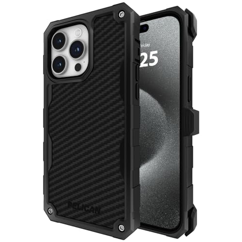 Pelican Shield 6.7" Apple iPhone 15 Pro Max Case - Compatible with MagSafe - 21FT MIL-STD Drop Protection - Magnetic Charging Phone Cases for iPhone 15 Pro Max with Belt Clip Holster Kickstand - Black by Pelican - Used condition - US$15.21