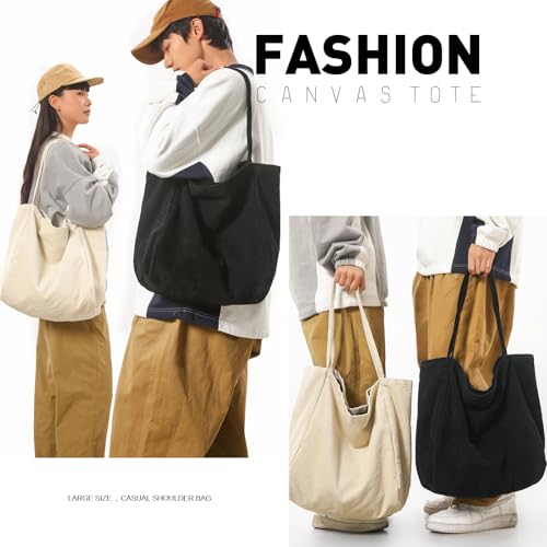 Image of Canvas Tote Bag for Women Large Hobo Shoulder Bag for Work Travel Casual Message Bag Tote Purse handbags