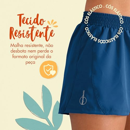 SELENE Short Feminino Secagem rápida Ajuste Confortável Leve Zero Transparência Piscina Praia, 645 (