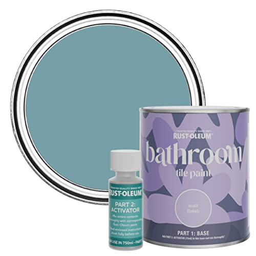Rust-Oleum Blue Water-Resistant Bathroom Tile Paint in Matt Finish - Pacific State 750ml