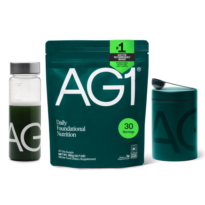 AG1 Kit de suplemento em pó de spirulina com vitaminas, minerais, prebióticos e probióticos, 1.267 g