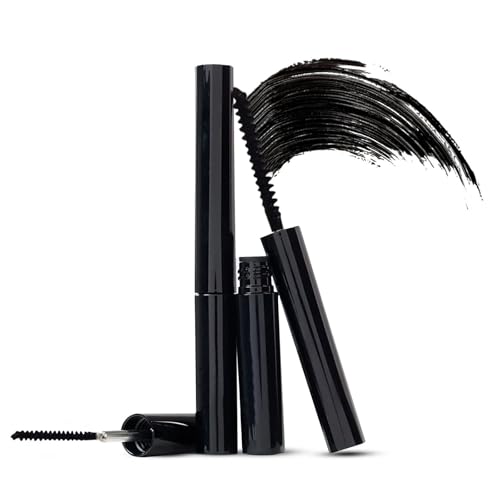 2Pack Iron Wand Mascara, 3D Curling Eyelash Iron Mascara, Washable Metal Rod, Long-Lasting Volumizing Black, 5g (Black, One Size)