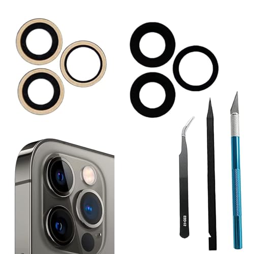 Dakexiong 12 Pro Rückkamera-Glaslinse Ersatz für iPhone 12 Pro Kompatibel mit iPhone 12 Pro Back Rück Kamera Glas Linse Ersatz mit 12Pro Camera Lens + Reparaturwerkzeug Kit