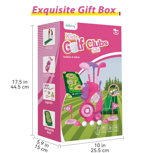 Liberry Toddler Golf Set for 2 3 4 Years Old Girls Boys, Upgraded Kids Golf Cart with Golf Cornhole Board & Putting Mat, Indoor and Outdoor Golf Toys Birthday Gift, Pink by Liberry - Image 8