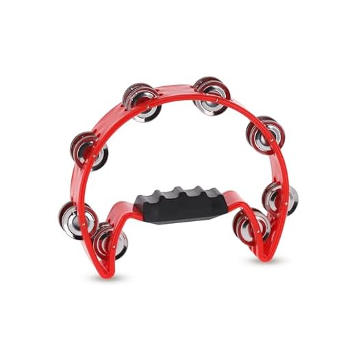 GEWA redonda media luna - 16 pares de sonajas de acero plateadas - doble fila - color rojo