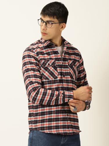 Image of Thomas Scott Men's | Checks | Full Sleeve | Slim Fit | Cotton Blend | Double Flap Pocket | Spread Collar | Casual Shirt