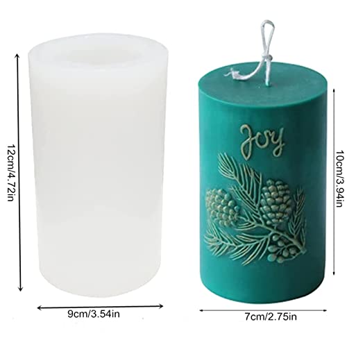 3D Cylinder Pine Cone Candle Mold,Pillar Candle Mold For Soap, Bath Bomb, Fondant, Chocolate, Cake, Crayon, Wax,Polymer Clay #TOP1