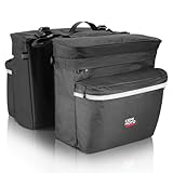 KEMIMOTO Panniers Bike Bags - High-Capacity 34L Bicycle Saddle Rear Rack Bag with Waterproof Rain Cover, Reflective & 4 Storage Compartments for Commuting, Shopping, E-Bike & Mountain Biking, Black