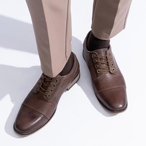 Image of Jousen Men's Dress Shoes Leather Oxford Formal Derby Shoes | Smooth Leather,Retro Plain Toe,All-Day Comfort,Office Work,Wedding Party,Business Meeting,Date Night