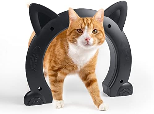 Miyabing Cat Door Interior Door, Pet Door Gate Hole Pass Through for Dogs Kitty Kittens, Easy to Install (Black)