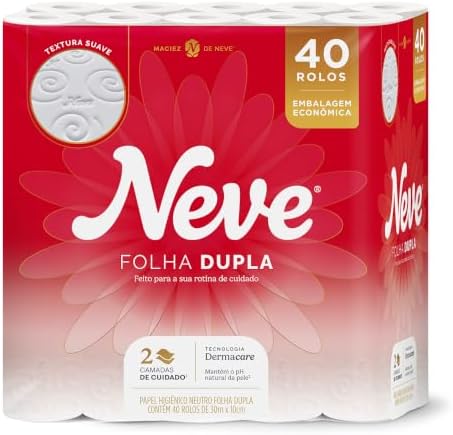 Papel Higiênico Neve Toque de Seda Folha Dupla 40 rolos 30M