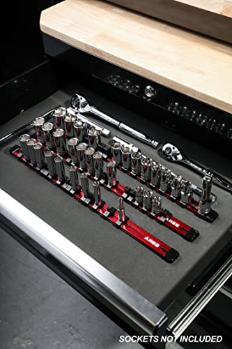 Ares 70204-3-Piece Aluminum Socket Organizer - 1/4-Inch, 3/8-Inch, And 1/2-Inch Drive Socket Rails Hold 48 Sockets And Keep Your Tool Box Organized #TOP4