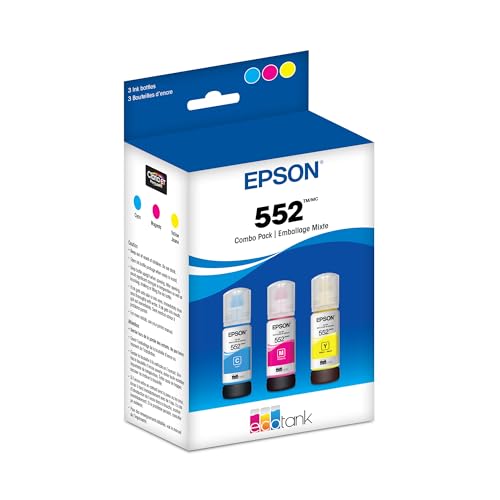 Image of Epson 552 EcoTank Ink Ultra-high Capacity Bottle Three Color CMY Combo Pack (T552620-S) Works with ET-8500, 8550