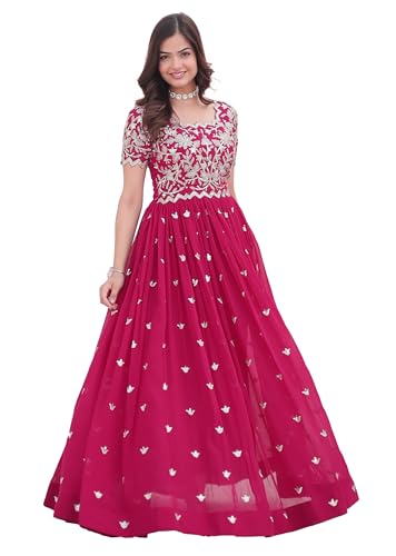 Fashion Basket Pink Anarkali Kurta Set with Embroidered Work for Women (in, Alpha, XL, Regular, Standard, Pink)