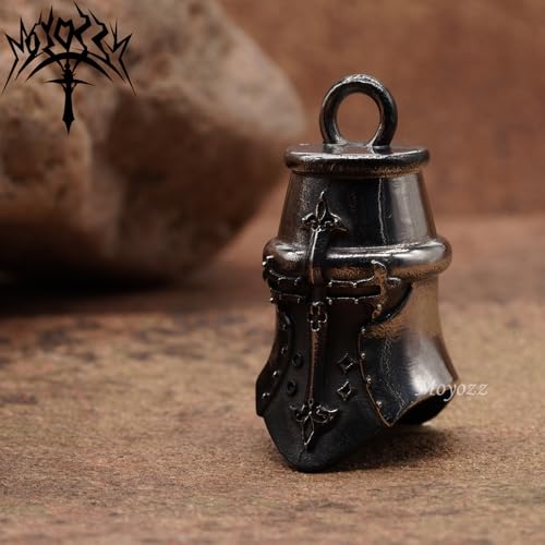Image of Motorcycle Biker Roman Gladiator Warrior Spartan Helmet Guardian Bell Luck Gremlin Ride Bell Hanger or Lucky KeyChain