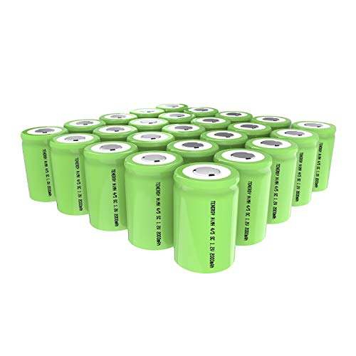 Tenergy 4/5 SubC 2000mAh NiMH Rechargeable Batteries, Flat t