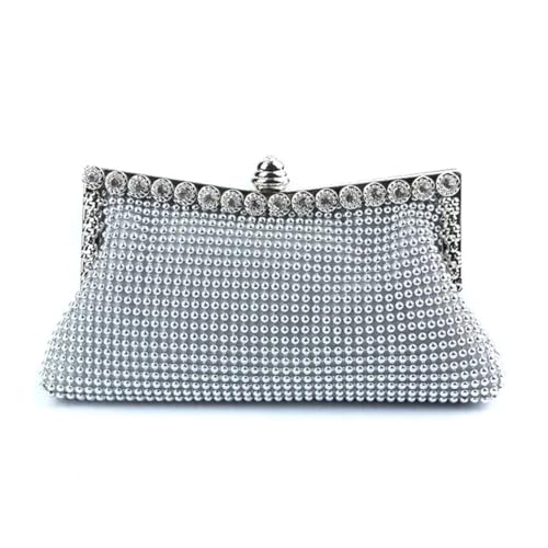 Sac à main argenté pour femme avec paillettes et perles style rétro de fête